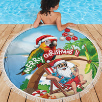 Hawaii Santa Parrot Christmas Beach Blanket Summer Vibe - Wonder Print Shop