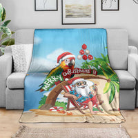Hawaii Santa Parrot Christmas Blanket Summer Vibe - Wonder Print Shop