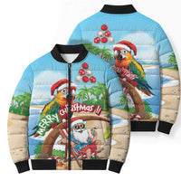 Personalized Hawaii Santa Parrot Christmas Bomber Puffer Jacket Summer Vibe - Wonder Print Shop