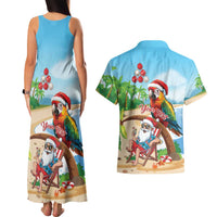 Personalized Hawaii Santa Parrot Christmas Couples Matching Tank Maxi Dress and Hawaiian Shirt Summer Vibe - Wonder Print Shop