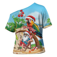 Personalized Hawaii Santa Parrot Christmas Cross Shoulder Shirt Summer Vibe - Wonder Print Shop