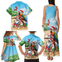 Personalized Hawaii Santa Parrot Christmas Family Matching Tank Maxi Dress and Hawaiian Shirt Summer Vibe - Wonder Print Shop