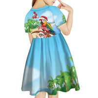 Personalized Hawaii Santa Parrot Christmas Kid Short Sleeve Dress Summer Vibe - Wonder Print Shop