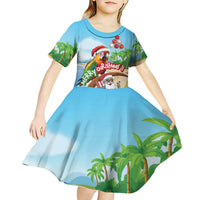 Personalized Hawaii Santa Parrot Christmas Kid Short Sleeve Dress Summer Vibe - Wonder Print Shop