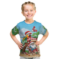 Personalized Hawaii Santa Parrot Christmas Kid T Shirt Summer Vibe - Wonder Print Shop