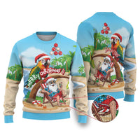 Personalized Hawaii Santa Parrot Christmas Ugly Christmas Sweater Summer Vibe - Wonder Print Shop