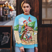 Personalized Hawaii Santa Parrot Christmas Ugly Christmas Sweater Summer Vibe - Wonder Print Shop