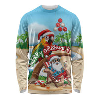 Personalized Hawaii Santa Parrot Christmas Long Sleeve Shirt Summer Vibe - Wonder Print Shop