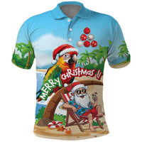 Personalized Hawaii Santa Parrot Christmas Polo Shirt Summer Vibe - Wonder Print Shop