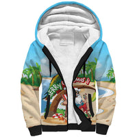 Personalized Hawaii Santa Parrot Christmas Sherpa Hoodie Summer Vibe - Wonder Print Shop