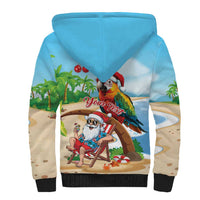 Personalized Hawaii Santa Parrot Christmas Sherpa Hoodie Summer Vibe - Wonder Print Shop