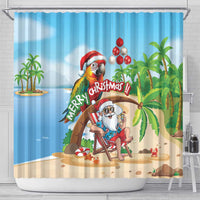 Hawaii Santa Parrot Christmas Shower Curtain Summer Vibe - Wonder Print Shop