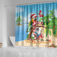 Hawaii Santa Parrot Christmas Shower Curtain Summer Vibe - Wonder Print Shop