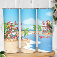 Personalized Hawaii Santa Parrot Christmas Skinny Tumbler Summer Vibe - Wonder Print Shop