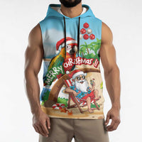 Personalized Hawaii Santa Parrot Christmas Sleeveless Hoodie Summer Vibe - Wonder Print Shop