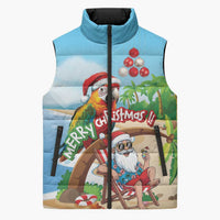 Personalized Hawaii Santa Parrot Christmas Sleeveless Puffer Jacket Summer Vibe - Wonder Print Shop
