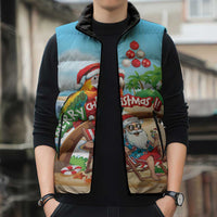 Personalized Hawaii Santa Parrot Christmas Sleeveless Puffer Jacket Summer Vibe - Wonder Print Shop