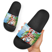 Hawaii Santa Parrot Christmas Slide Sandals Summer Vibe - Wonder Print Shop