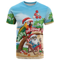 Personalized Hawaii Santa Parrot Christmas T Shirt Summer Vibe - Wonder Print Shop