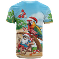 Personalized Hawaii Santa Parrot Christmas T Shirt Summer Vibe - Wonder Print Shop