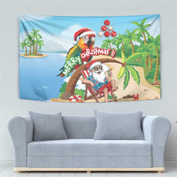 Hawaii Santa Parrot Christmas Tapestry Summer Vibe - Wonder Print Shop