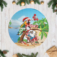 Hawaii Santa Parrot Christmas Tree Skirt Summer Vibe - Wonder Print Shop