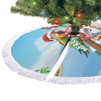 Hawaii Santa Parrot Christmas Tree Skirt Summer Vibe - Wonder Print Shop