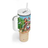 Personalized Hawaii Santa Parrot Christmas Tumbler With Handle Summer Vibe - Wonder Print Shop