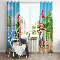 Hawaii Santa Parrot Christmas Window Curtain Summer Vibe - Wonder Print Shop