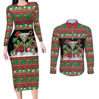 Sip Sparkle Sleigh Christmas Margarita Couples Matching Long Sleeve Bodycon Dress and Long Sleeve Button Shirt Funny Christmas Spirit - Wonder Print Shop