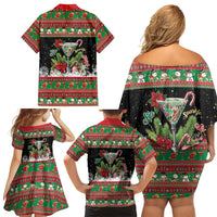 Sip Sparkle Sleigh Christmas Margarita Family Matching Off Shoulder Short Dress and Hawaiian Shirt Funny Christmas Spirit - Wonder Print Shop