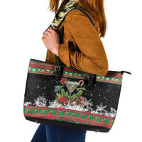 Sip Sparkle Sleigh Christmas Margarita Leather Tote Bag Funny Christmas Spirit - Wonder Print Shop