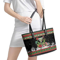 Sip Sparkle Sleigh Christmas Margarita Leather Tote Bag Funny Christmas Spirit - Wonder Print Shop