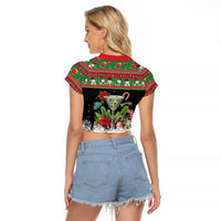 Sip Sparkle Sleigh Christmas Margarita Raglan Cropped T Shirt Funny Christmas Spirit - Wonder Print Shop