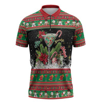 Sip Sparkle Sleigh Christmas Margarita Zipper Polo Shirt Funny Christmas Spirit - Wonder Print Shop