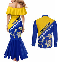 Bosnia and Herzegovina Independence Day Couples Matching Mermaid Dress and Long Sleeve Button Shirt Bosna i Hercegovina Lily