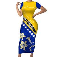 Bosnia and Herzegovina Independence Day Family Matching Short Sleeve Bodycon Dress and Hawaiian Shirt Bosna i Hercegovina Lily - Wonder Print Shop