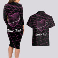 All You Need is Love Valentine Day Couples Matching Long Sleeve Bodycon Dress and Hawaiian Shirt Geometry Wireframe Style - Wonder Print Shop