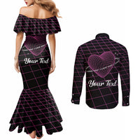 All You Need is Love Valentine Day Couples Matching Mermaid Dress and Long Sleeve Button Shirt Geometry Wireframe Style