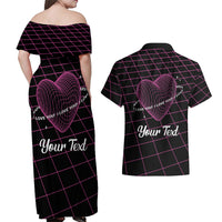 All You Need is Love Valentine Day Couples Matching Off Shoulder Maxi Dress and Hawaiian Shirt Geometry Wireframe Style - Wonder Print Shop