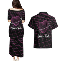 All You Need is Love Valentine Day Couples Matching Puletasi and Hawaiian Shirt Geometry Wireframe Style - Wonder Print Shop