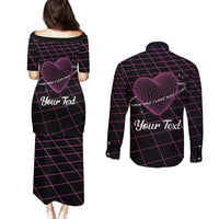 All You Need is Love Valentine Day Couples Matching Puletasi and Long Sleeve Button Shirt Geometry Wireframe Style - Wonder Print Shop