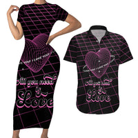 All You Need is Love Valentine Day Couples Matching Short Sleeve Bodycon Dress and Hawaiian Shirt Geometry Wireframe Style - Wonder Print Shop