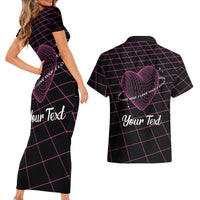 All You Need is Love Valentine Day Couples Matching Short Sleeve Bodycon Dress and Hawaiian Shirt Geometry Wireframe Style - Wonder Print Shop