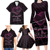 All You Need is Love Valentine Day Family Matching Long Sleeve Bodycon Dress and Hawaiian Shirt Geometry Wireframe Style - Wonder Print Shop