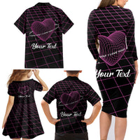 All You Need is Love Valentine Day Family Matching Long Sleeve Bodycon Dress and Hawaiian Shirt Geometry Wireframe Style - Wonder Print Shop