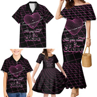 All You Need is Love Valentine Day Family Matching Mermaid Dress and Hawaiian Shirt Geometry Wireframe Style - Wonder Print Shop