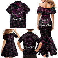 All You Need is Love Valentine Day Family Matching Mermaid Dress and Hawaiian Shirt Geometry Wireframe Style - Wonder Print Shop