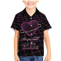 All You Need is Love Valentine Day Family Matching Mermaid Dress and Hawaiian Shirt Geometry Wireframe Style - Wonder Print Shop