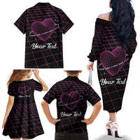 All You Need is Love Valentine Day Family Matching Off Shoulder Long Sleeve Dress and Hawaiian Shirt Geometry Wireframe Style - Wonder Print Shop